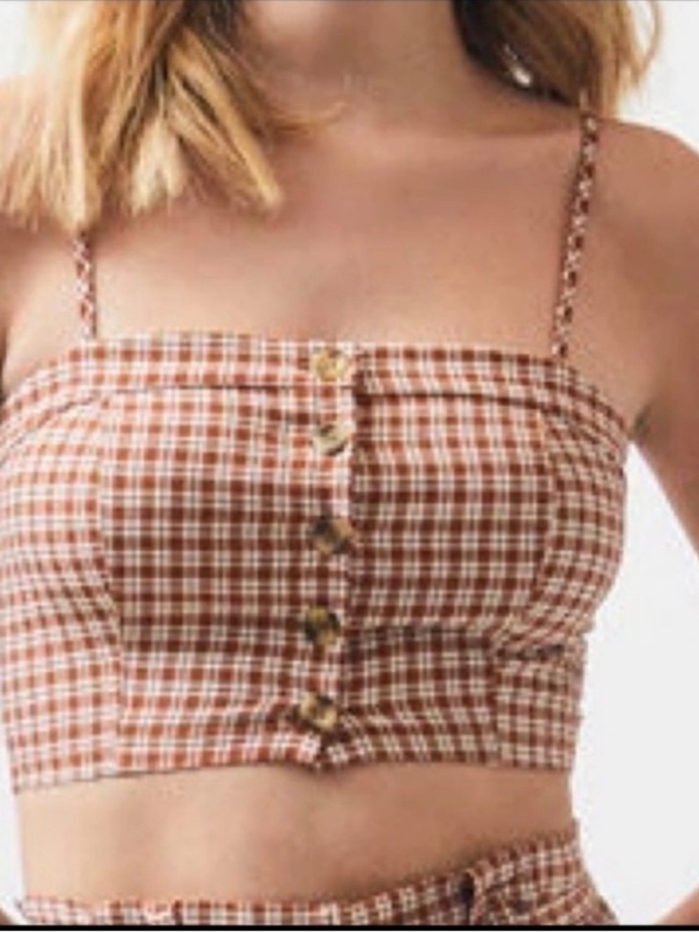 Lottie Moss Gingham Corset Crop Top Bustier Cami Brown Y2K Size M